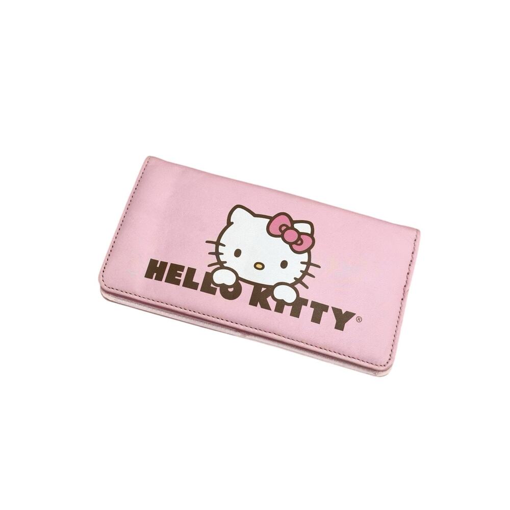 Sanrio Hello Kitty Pink Check Cover Credit Cards Holder Long Wallet 2010
